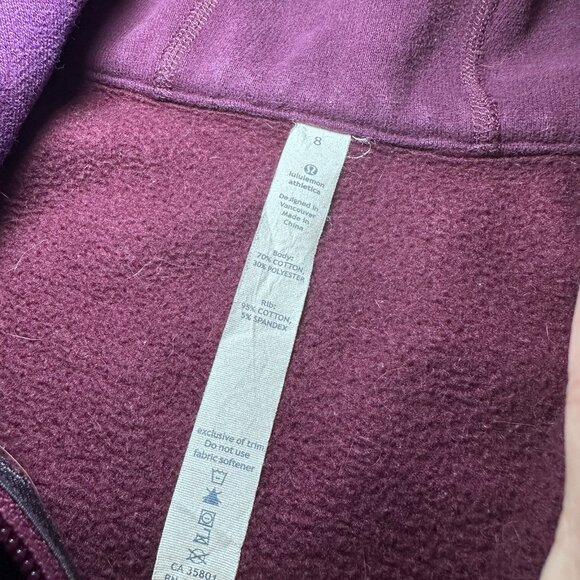 Lululemon Scuba Hoodie Women’s Size 8 Burgundy Full Zip - Picture 4 of 8